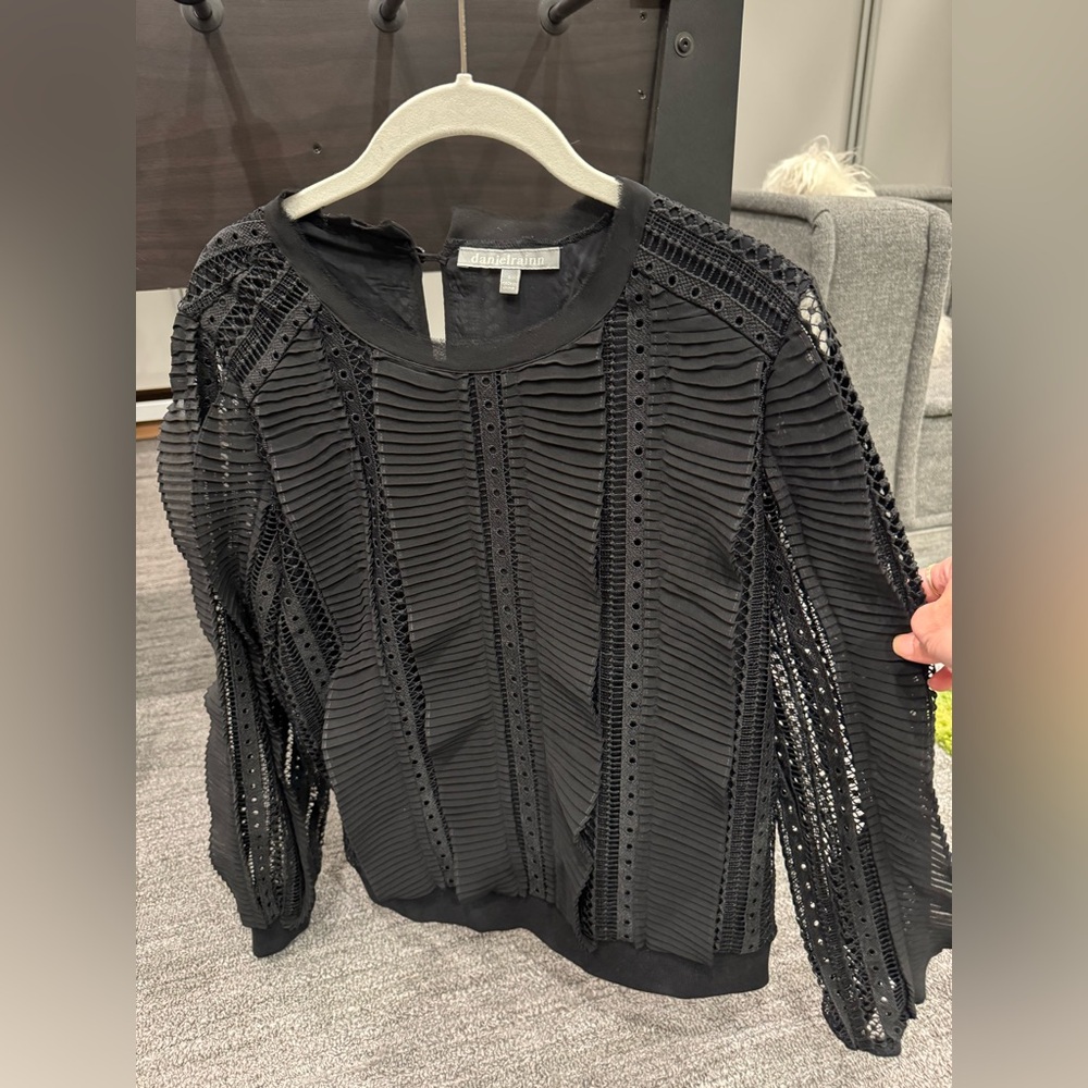 Daniel Rainn Black Textured Blouse